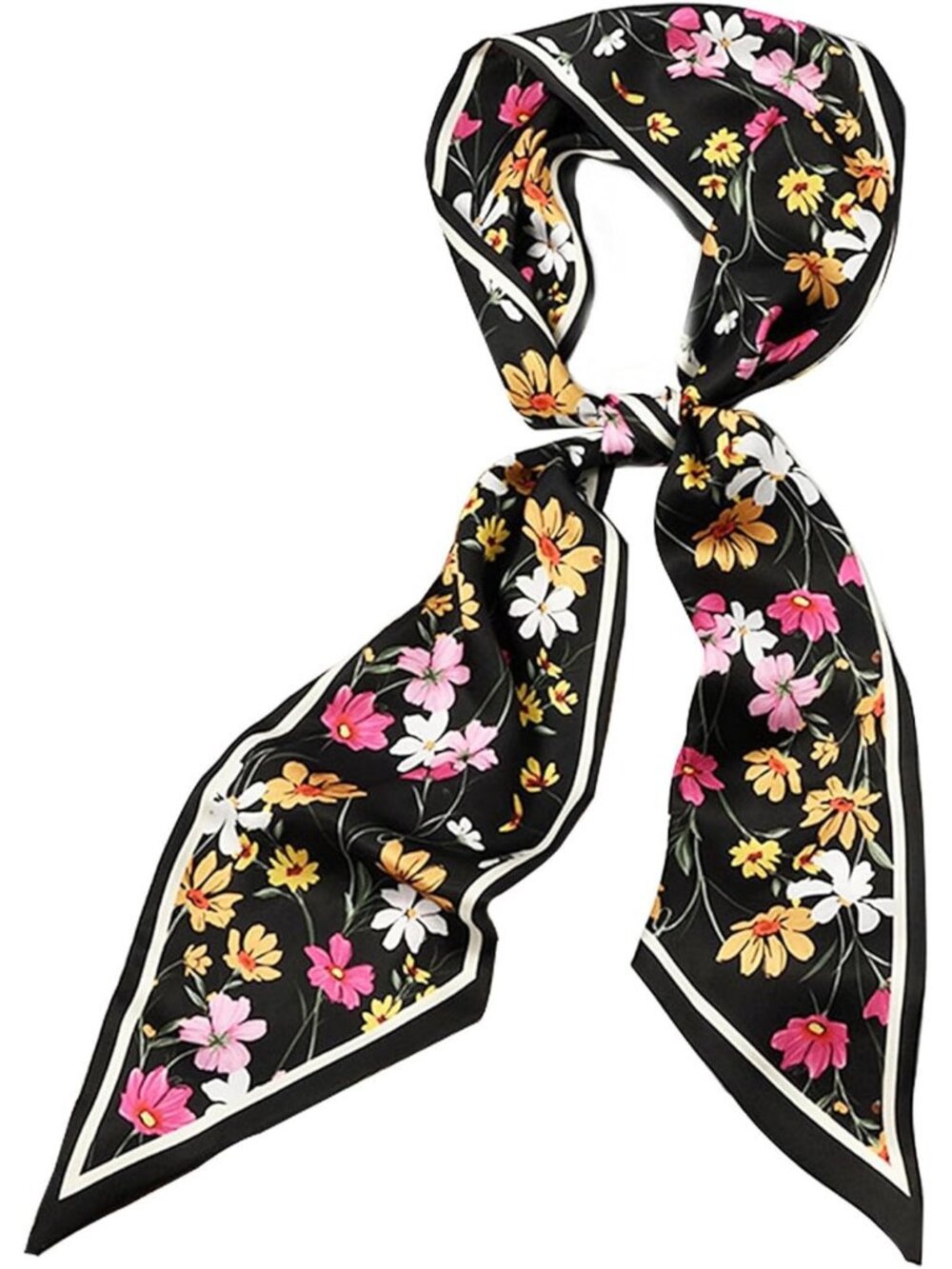Women's Daisy Rice Black Fashion Elegant Oblique Angle Scarves Bag Scarfs